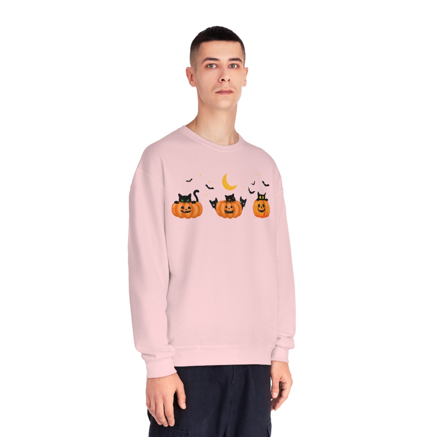 Peeking Pumpkin Kitties Unisex Crewneck Sweatshirt