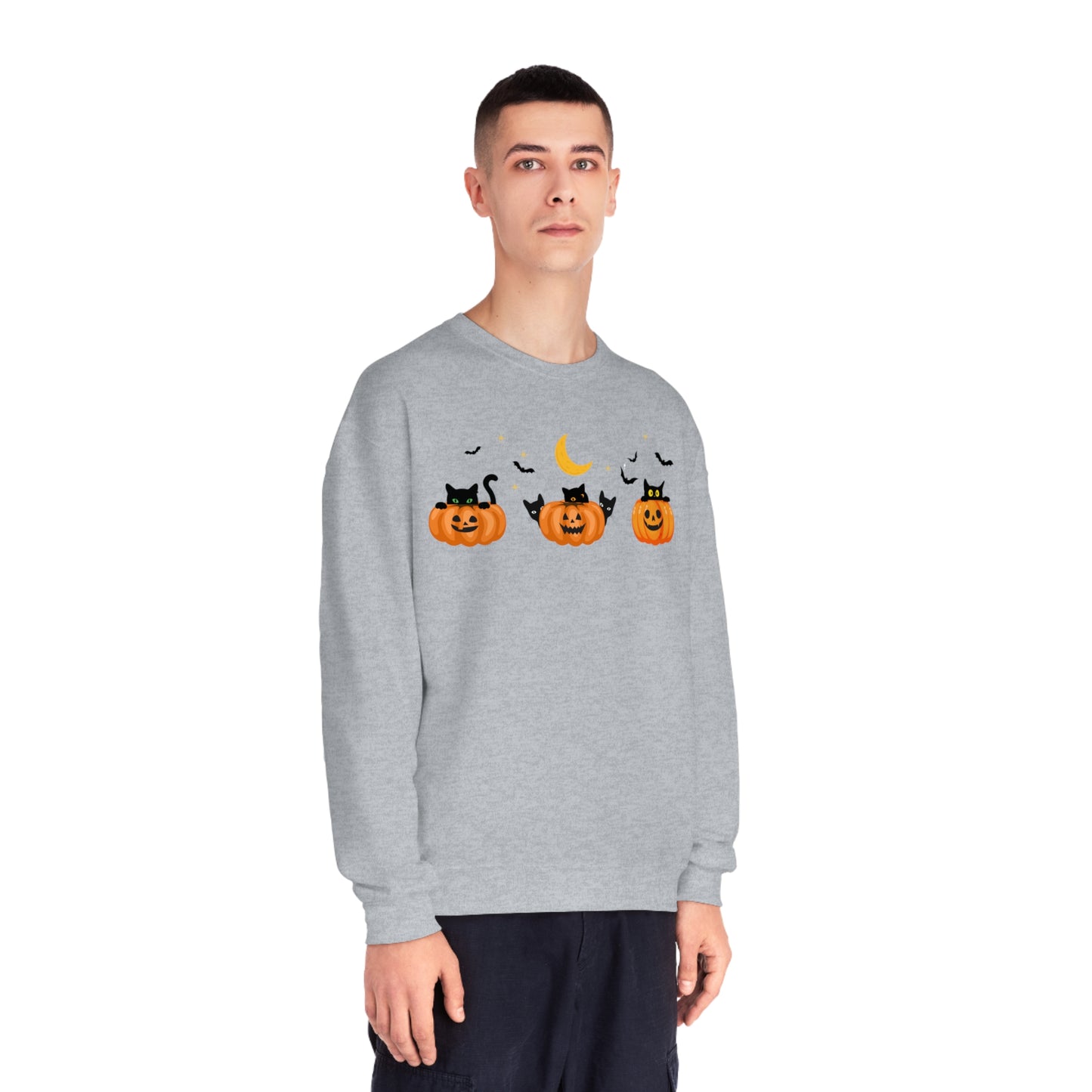 Peeking Pumpkin Kitties Unisex Crewneck Sweatshirt