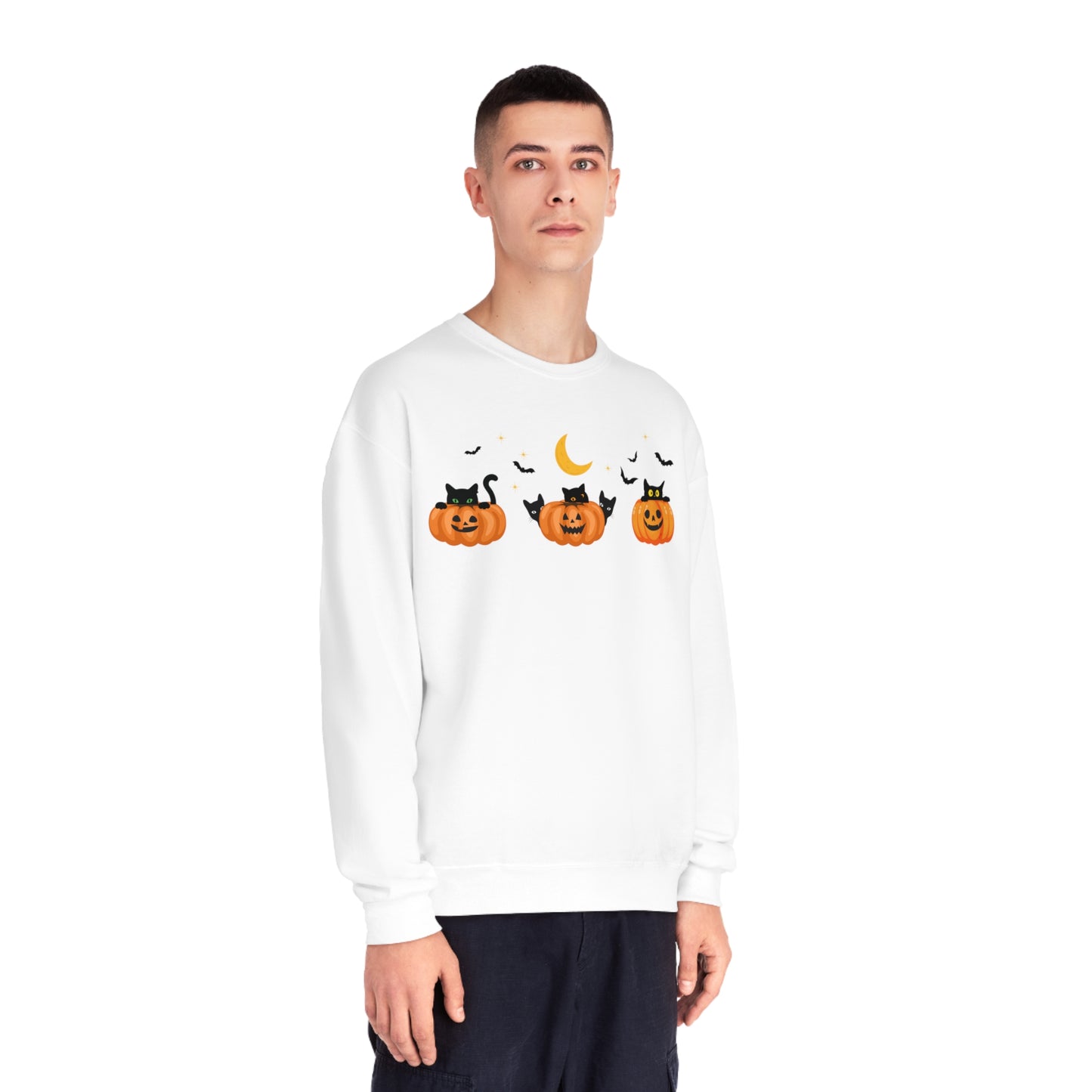 Peeking Pumpkin Kitties Unisex Crewneck Sweatshirt