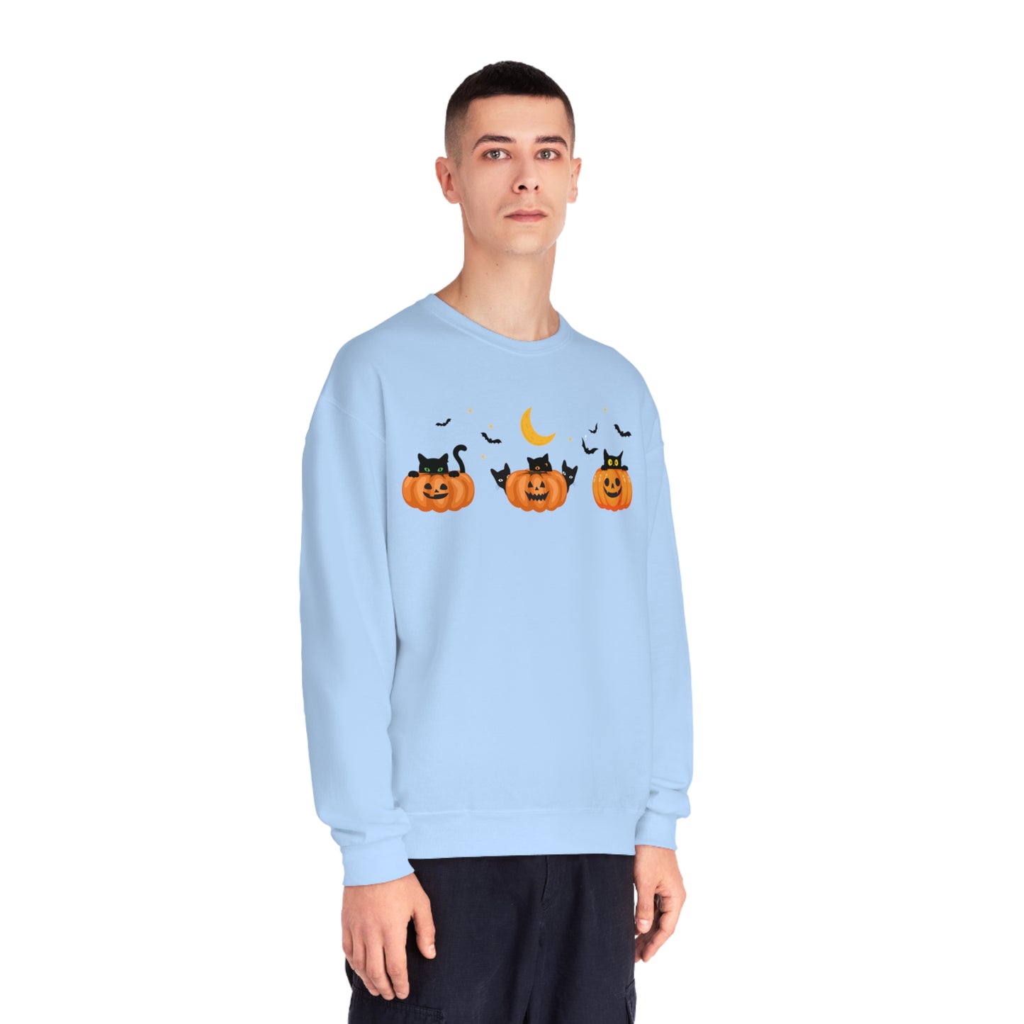 Peeking Pumpkin Kitties Unisex Crewneck Sweatshirt