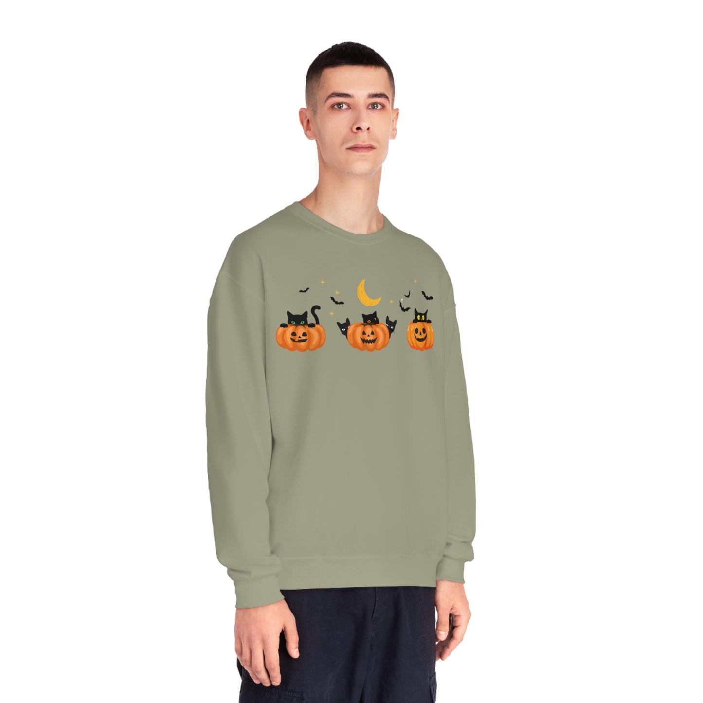 Peeking Pumpkin Kitties Unisex Crewneck Sweatshirt