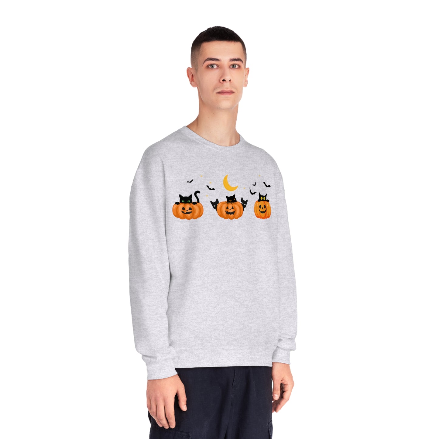 Peeking Pumpkin Kitties Unisex Crewneck Sweatshirt