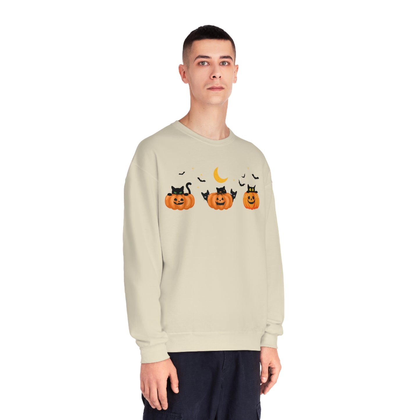 Peeking Pumpkin Kitties Unisex Crewneck Sweatshirt