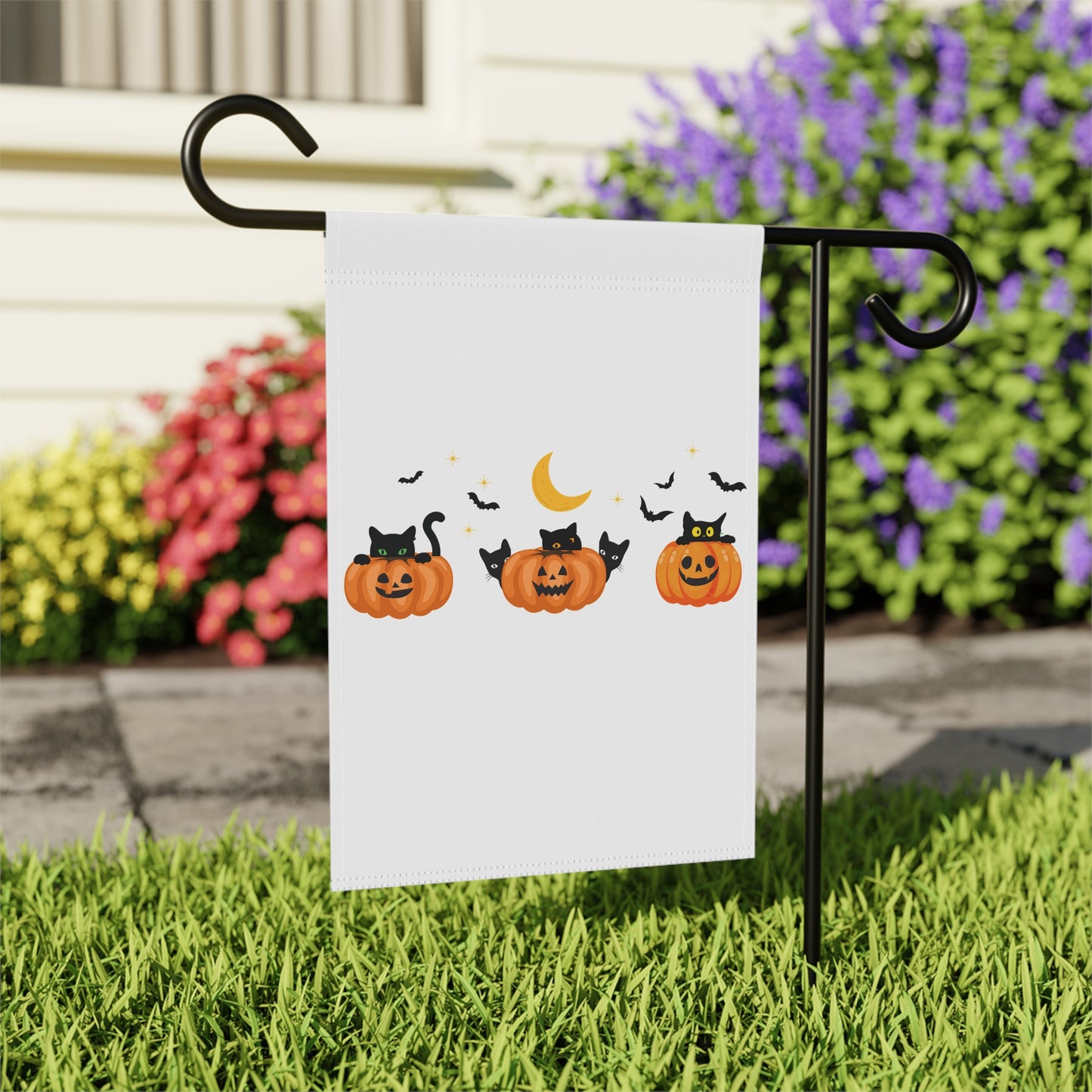 Peeking Pumpkin Kittes Garden & House Banner