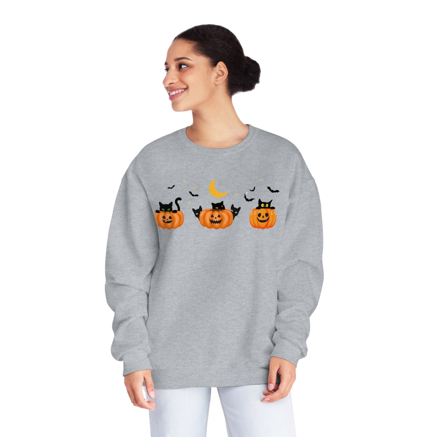 Peeking Pumpkin Kitties Unisex  Crewneck Sweatshirt