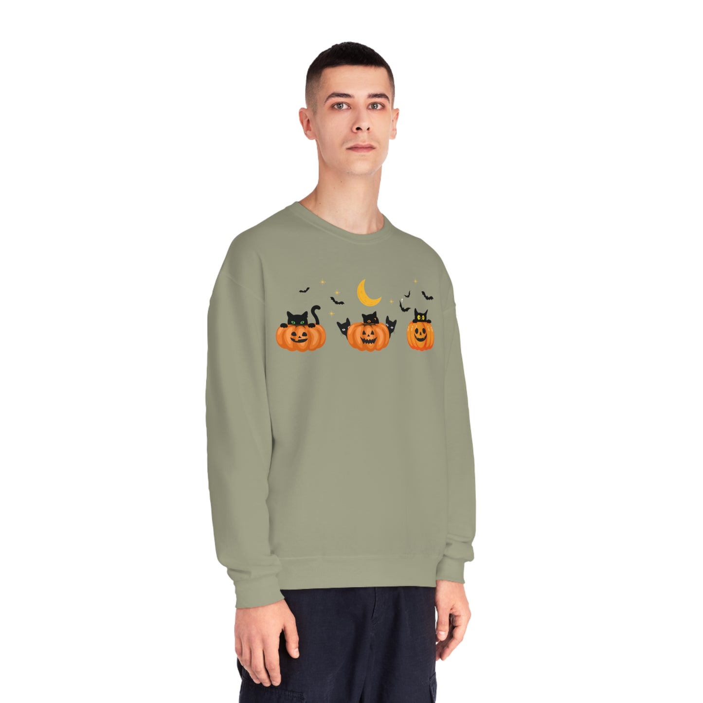 Peeking Pumpkin Kitties Unisex  Crewneck Sweatshirt