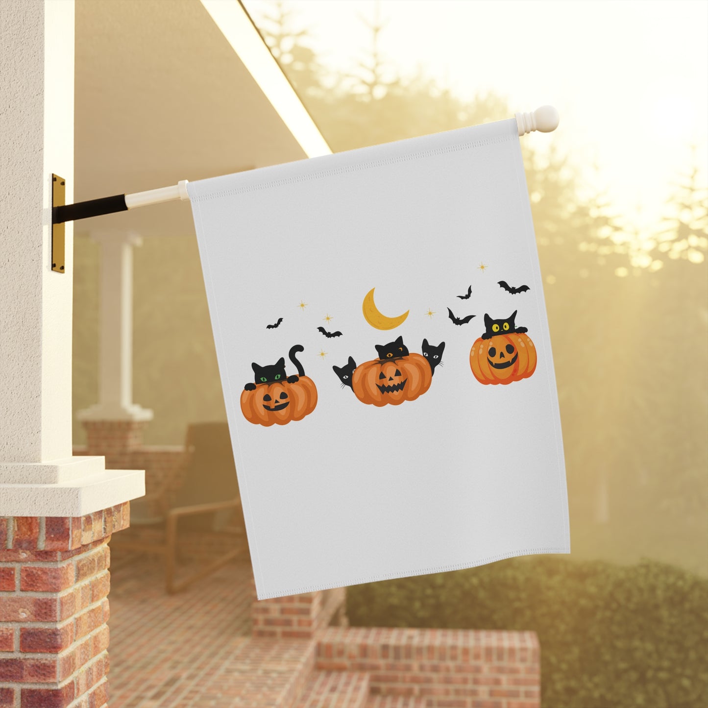 Peeking Pumpkin Kittes Garden & House Banner