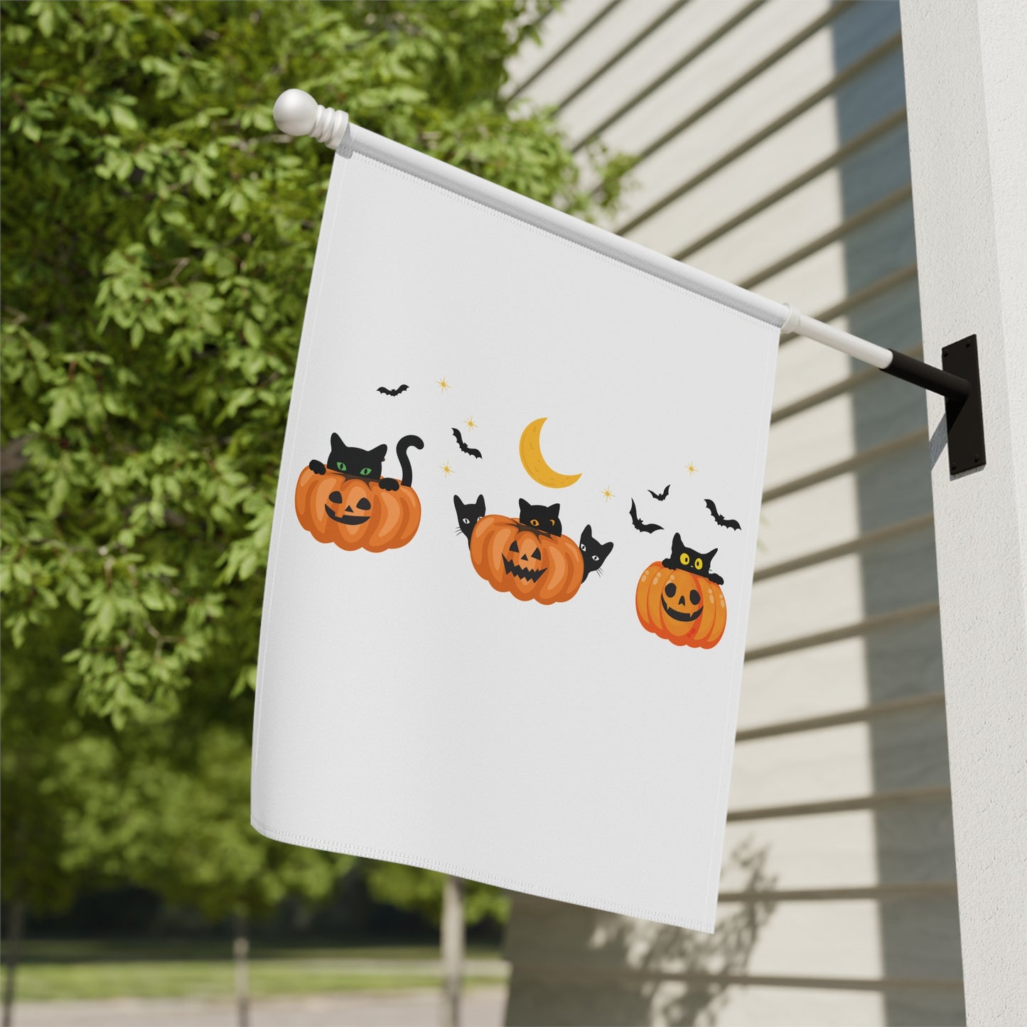 Peeking Pumpkin Kittes Garden & House Banner