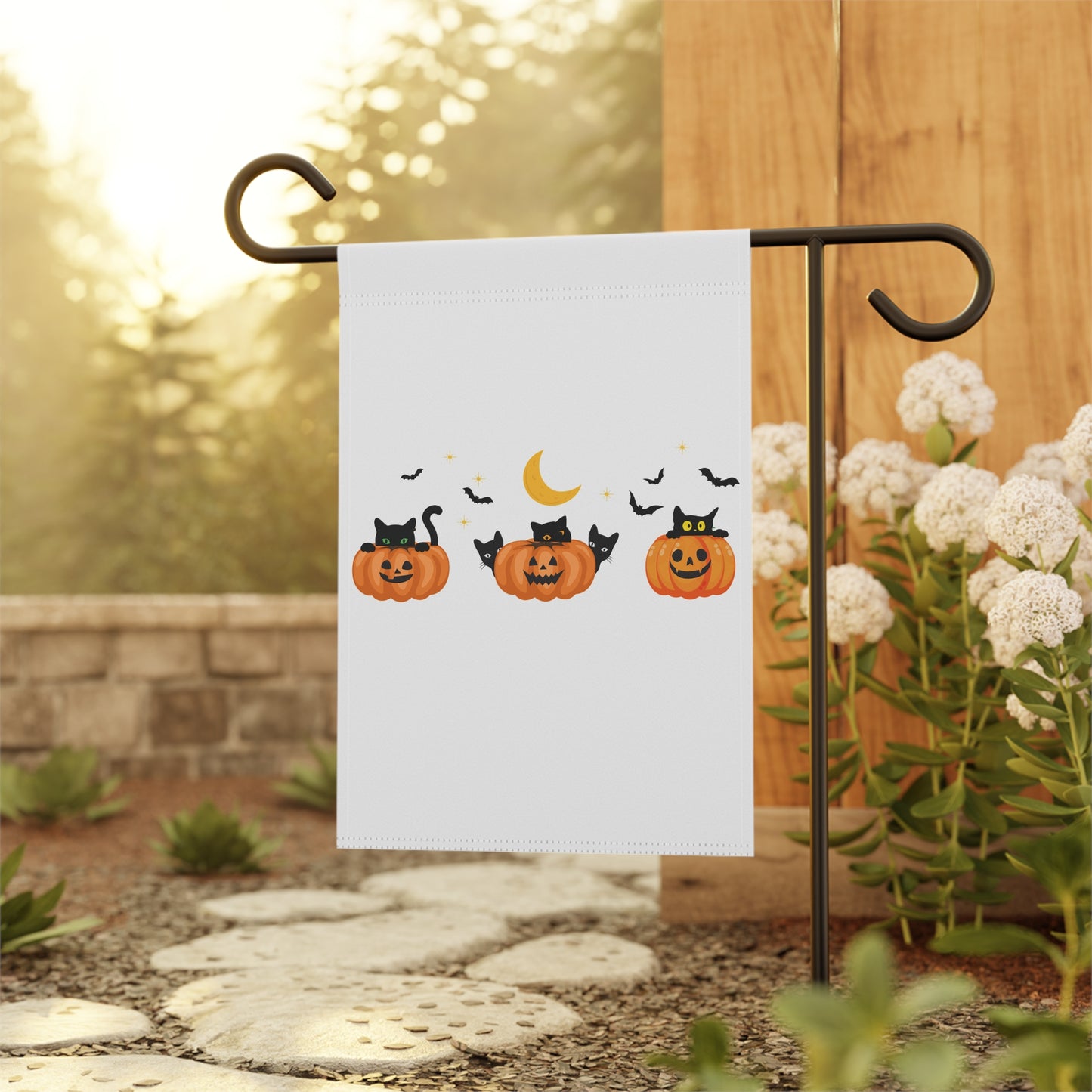 Peeking Pumpkin Kittes Garden & House Banner