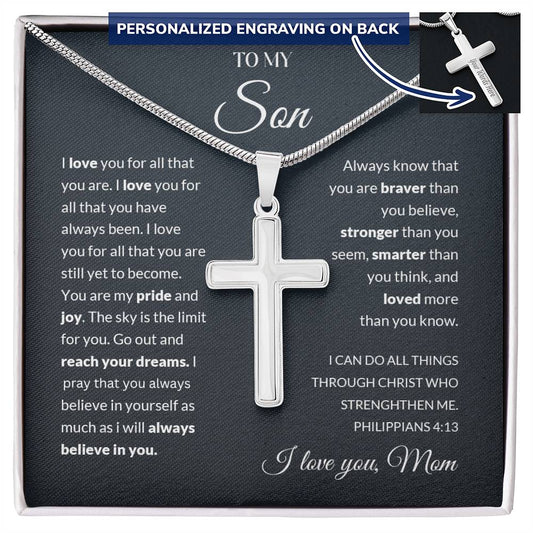 To My Son | I Love You 0 Personalized Cross Necklace